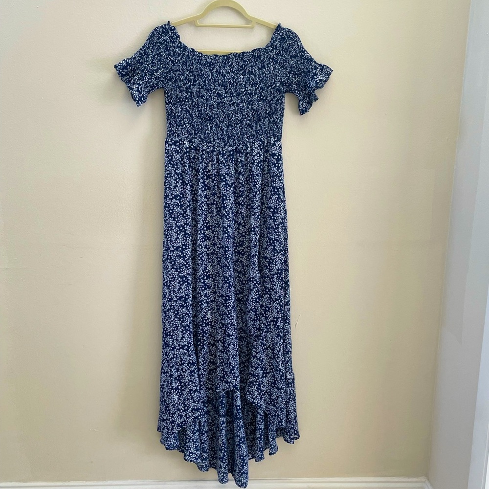 Womens Blue/White Maxi Dress Size L